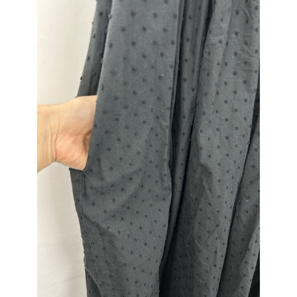 MARYSIA Resort Women’s Sz M Midi Smocked Swiss Dot Black Bow Tie Shoulder Dress - Picture 10 of 12
